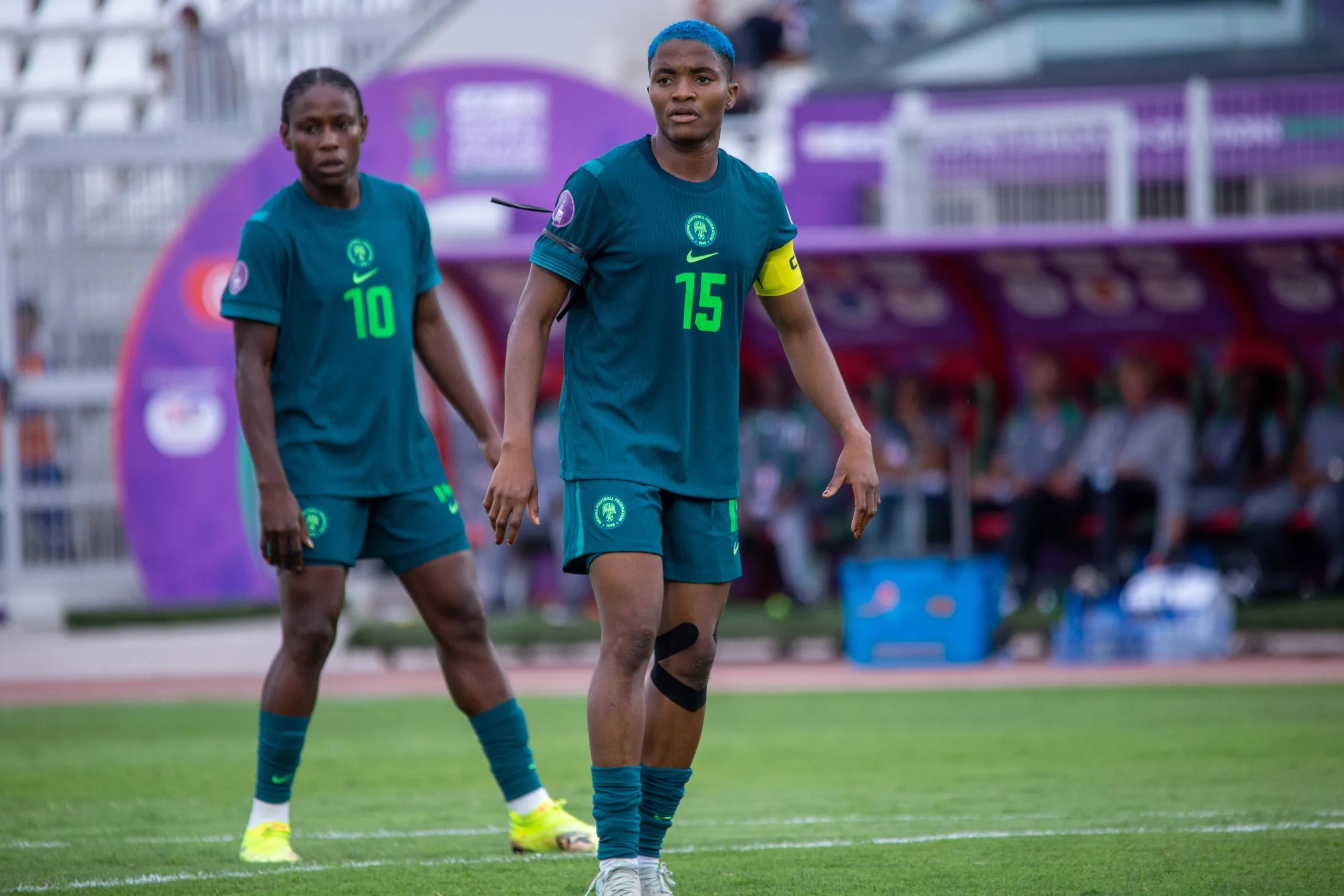 Nigeria Super Falcons stars Christy Ucheibe and Rasheedat Ajibade 