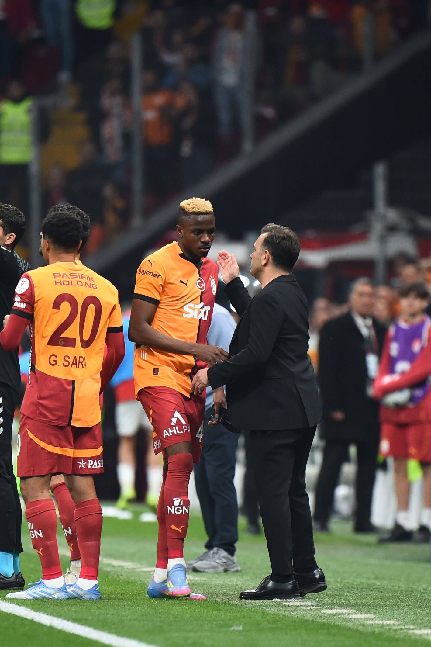 Victor Osimhen and Galatasaray coach Okan Buruk