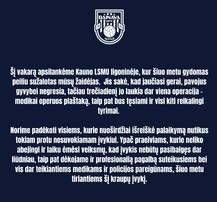 DFK Dainava statement on Jeremiah Chinonso