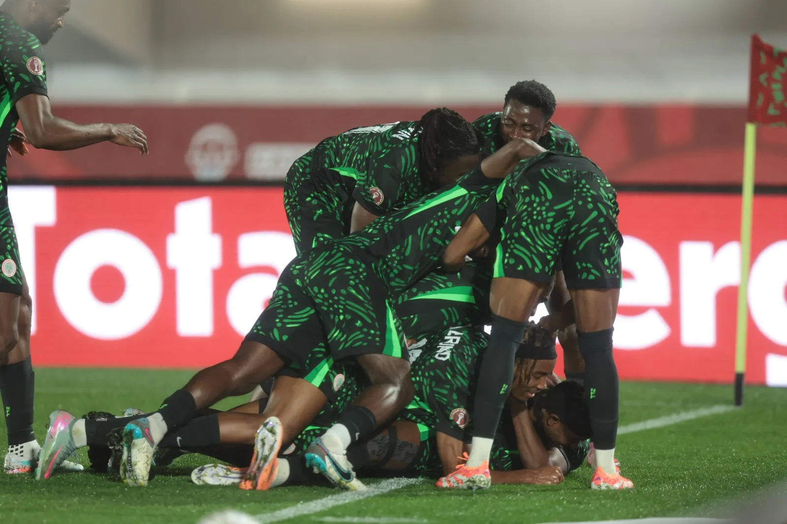 Super Eagles celebration after beating Mozambique