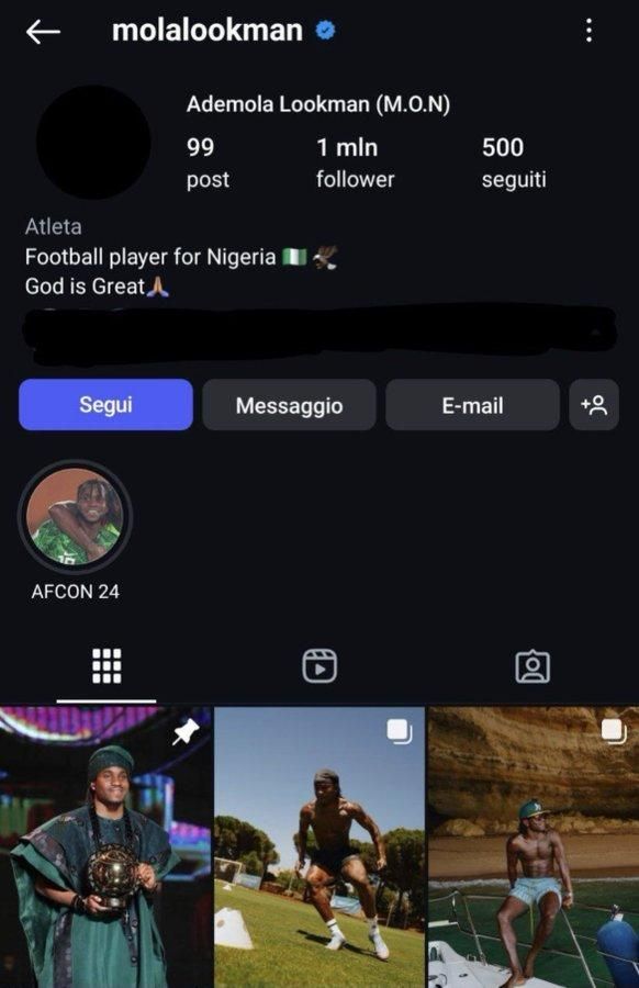 Ademola Lookman's IG page