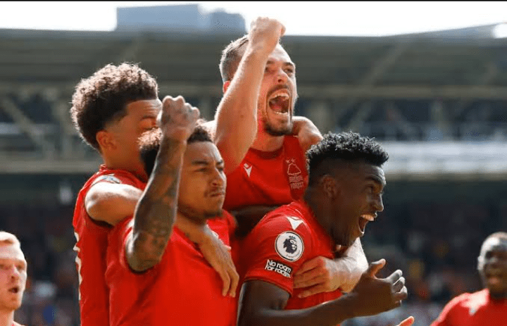Taiwo Awoniyi scores, celebrates Nottingham Forest's first Premier League goal in 23 years