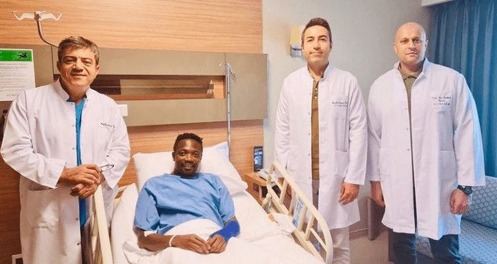 Ahmed Musa after his successful arm surgery