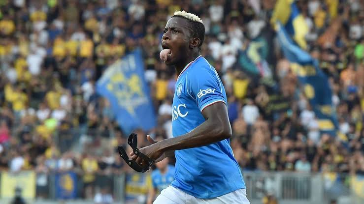 Napoli’s Victor Osimhen reacts to being compared to the world’s greatest