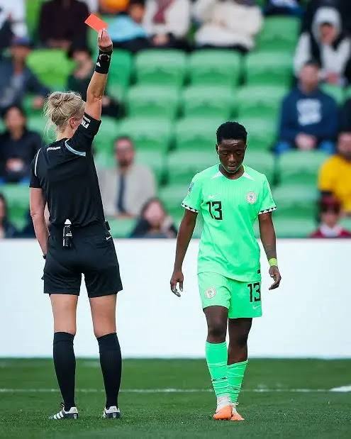 Deborah Abiodun was sent off during Nigeria's clash with Canada at the FIFA Women's World Cup