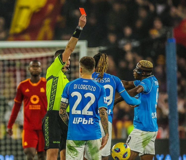 Watch: Osimhen sees red as Napoli fall at Roma