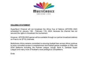 Multichoice have announced that SuperSport will not air the AFCON games