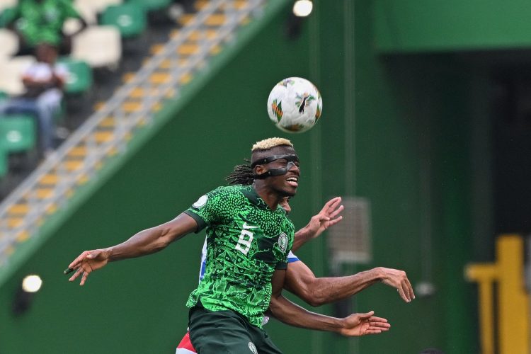 Osimhen challenging for the ball