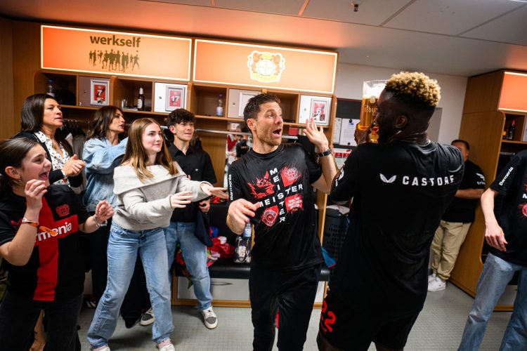 Watch: Lukas Hradecky, Frimpong, Boniface, Tella, others groove to Flavour’s “Nwa baby” after Leverkusen’s Bundesliga title victory