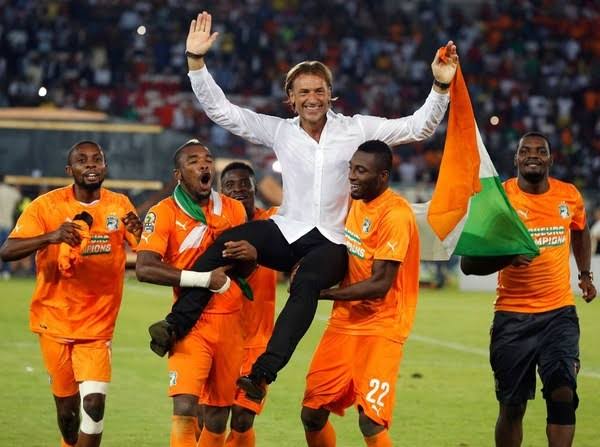 Hervé Renard after winning the AFCON with Ivory Coast
