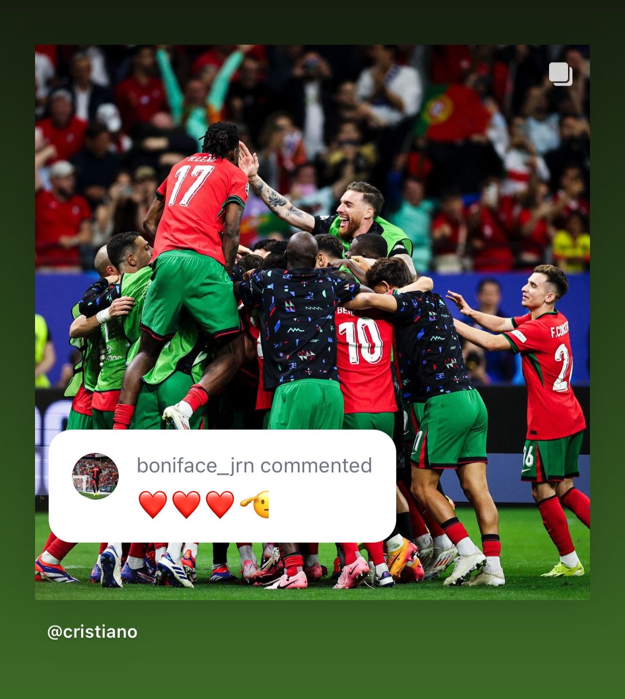 Boniface comments on Ronaldo’s post