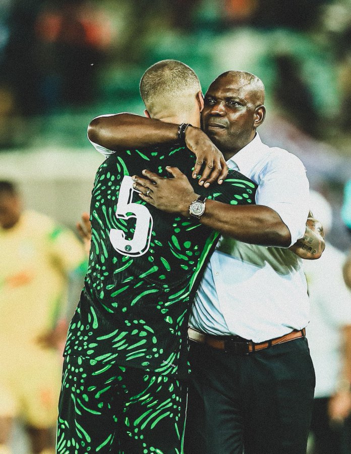 Super Eagles captain William Troost-Ekong and Augustine Eguavoen